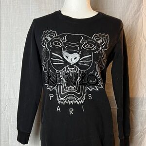 Kenzo Black and White Tiger Embroidered Sweatshirt